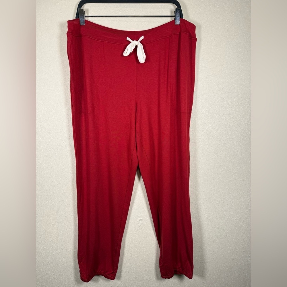 Soma Sunday Banded Ankle Lounge Pants Size XL Red Pull On NWT